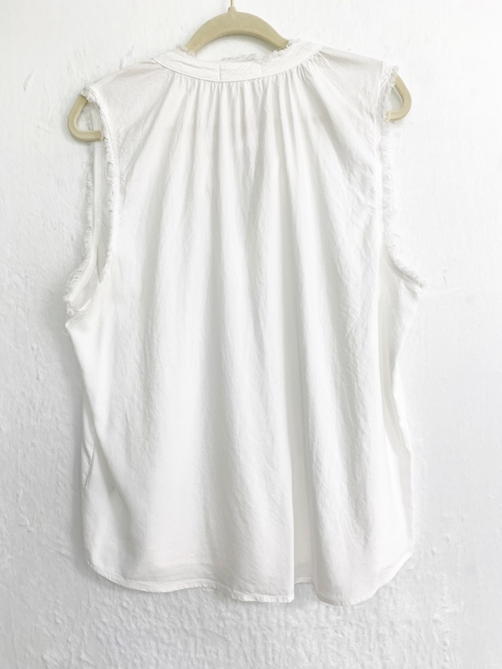Cloth & Stone x Anthropologie Frayed Sleeve Blouse White Sz L - Picture 6 of 10